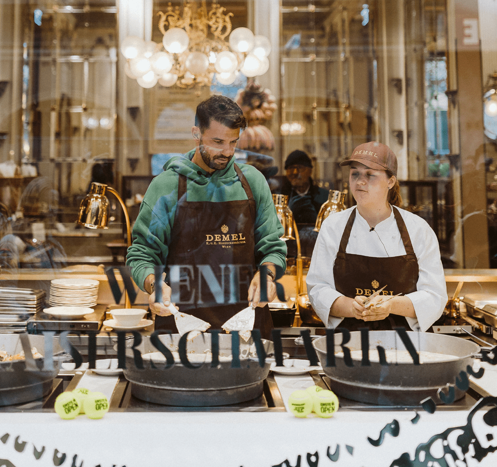 Grigor Dimitrov making Kaiserschmarrn at Demel