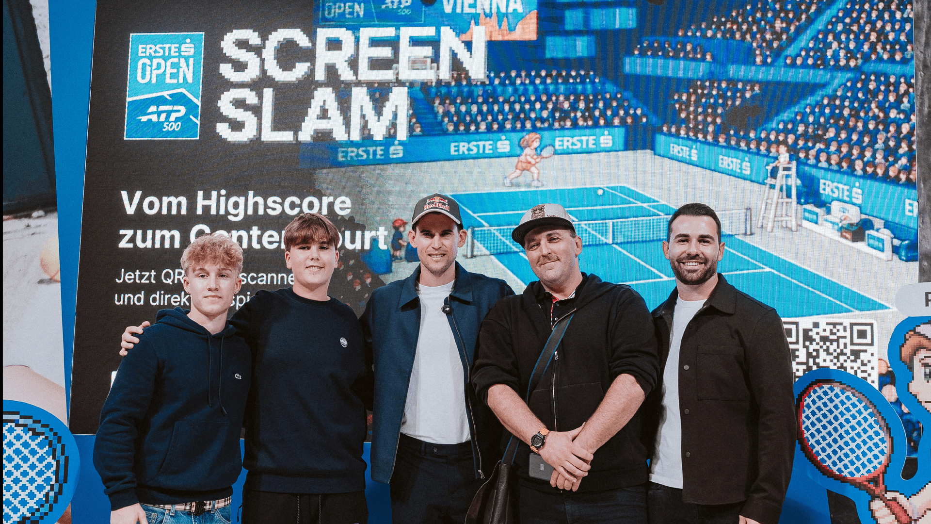 Dominic Thiem playing the Erste Bank Open Screen Slam with fans