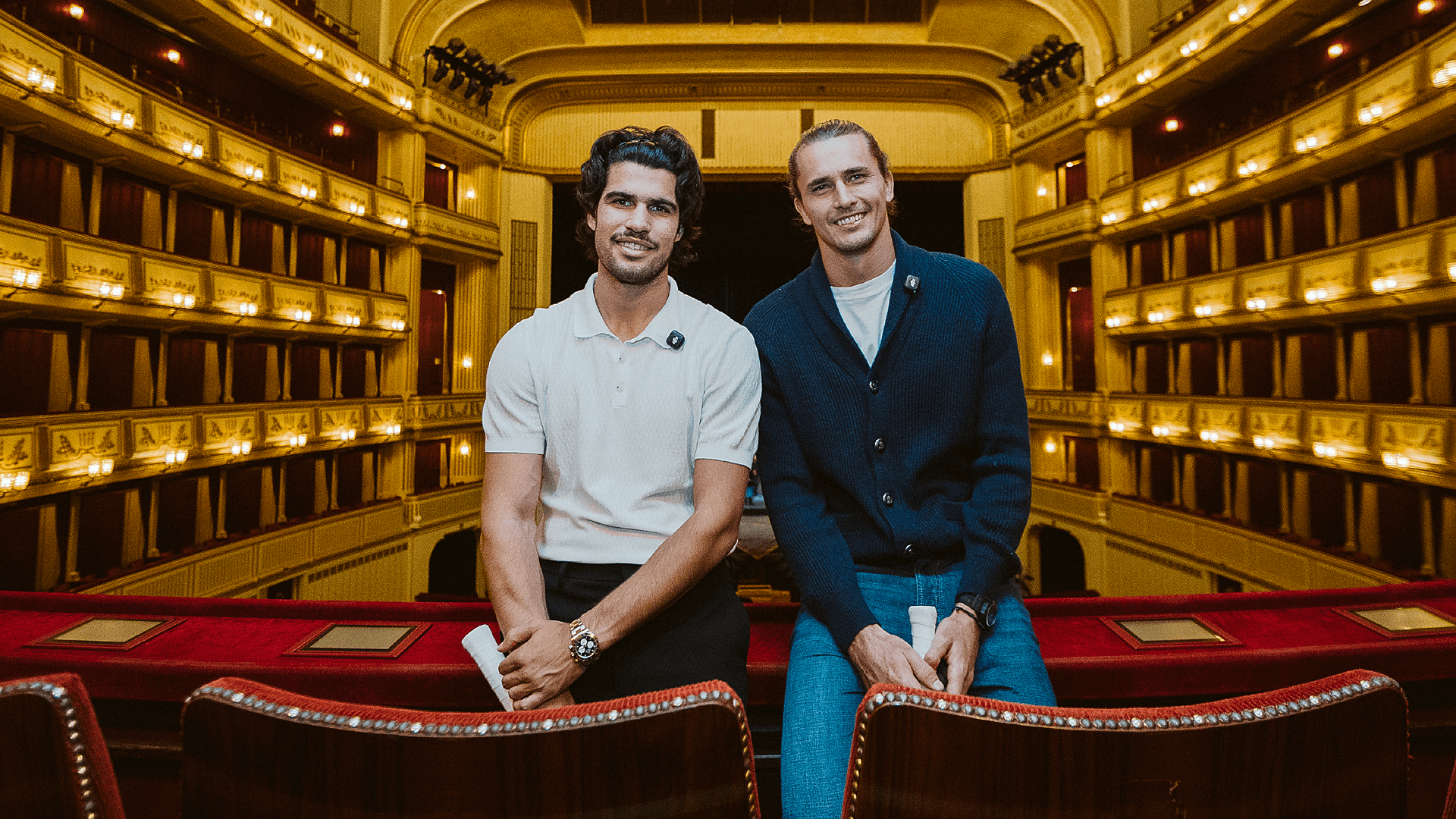 Carlos Alcaraz and Alexander Zverev in the central box of the Vienna State Opera