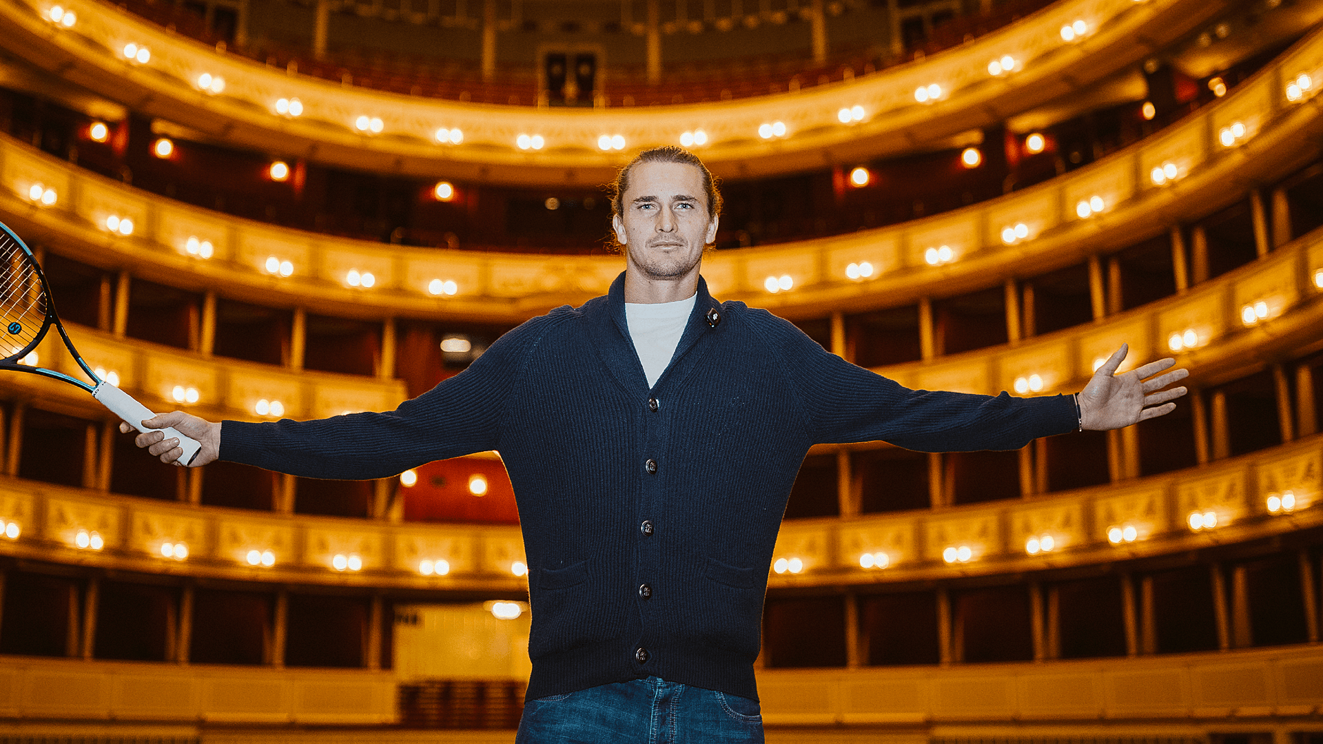 Alexander Zverev and Carlos Alcaraz during their visit to the Vienna State Opera