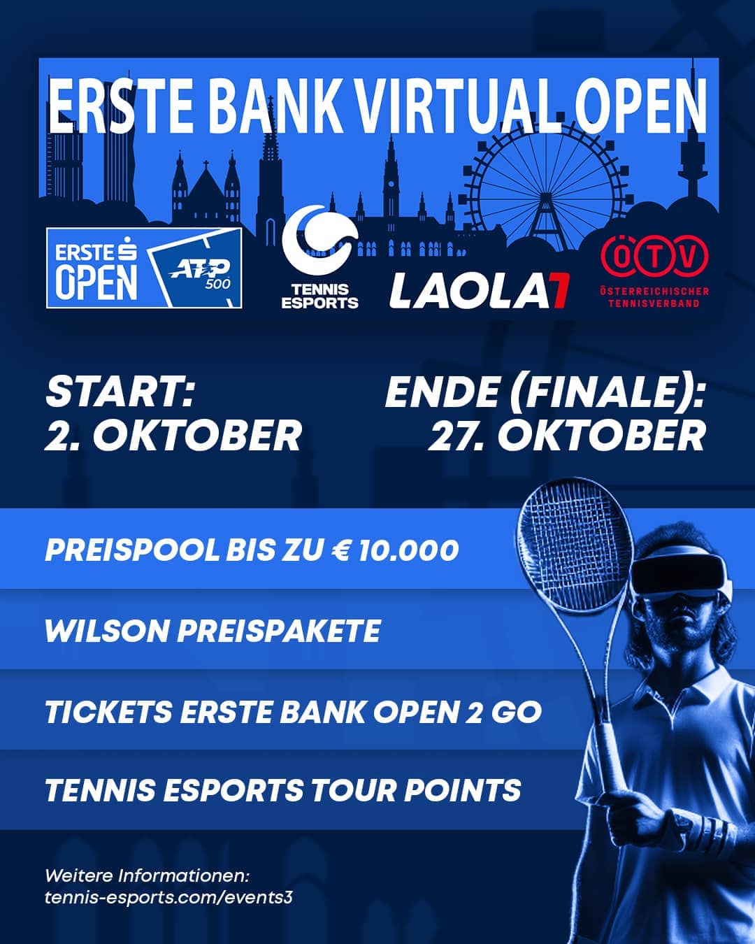 Tennis Esports Erste Bank Virtual Open Finals VIENNA - First VR Tennis Tournament in Europe